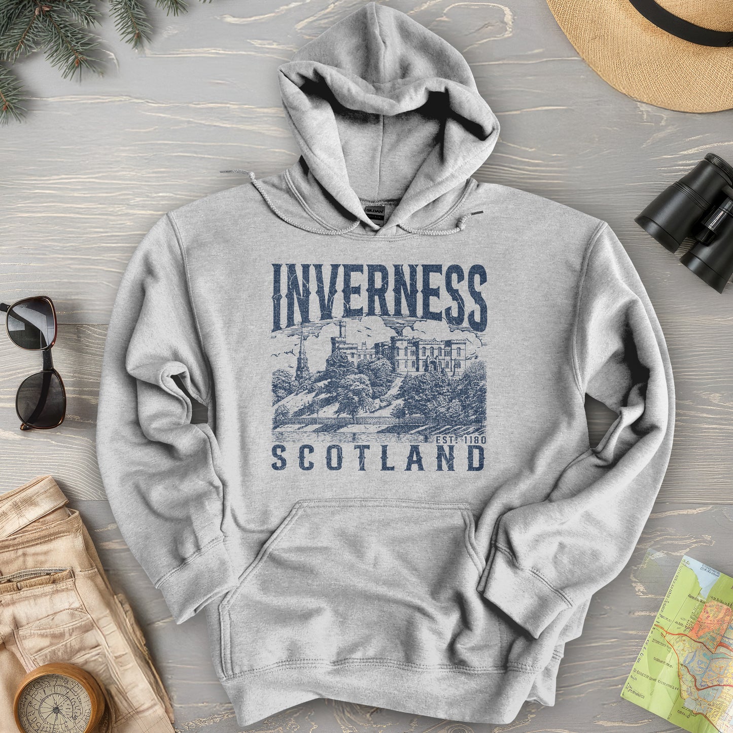 Inverness Scotland Sketch Hoodie
