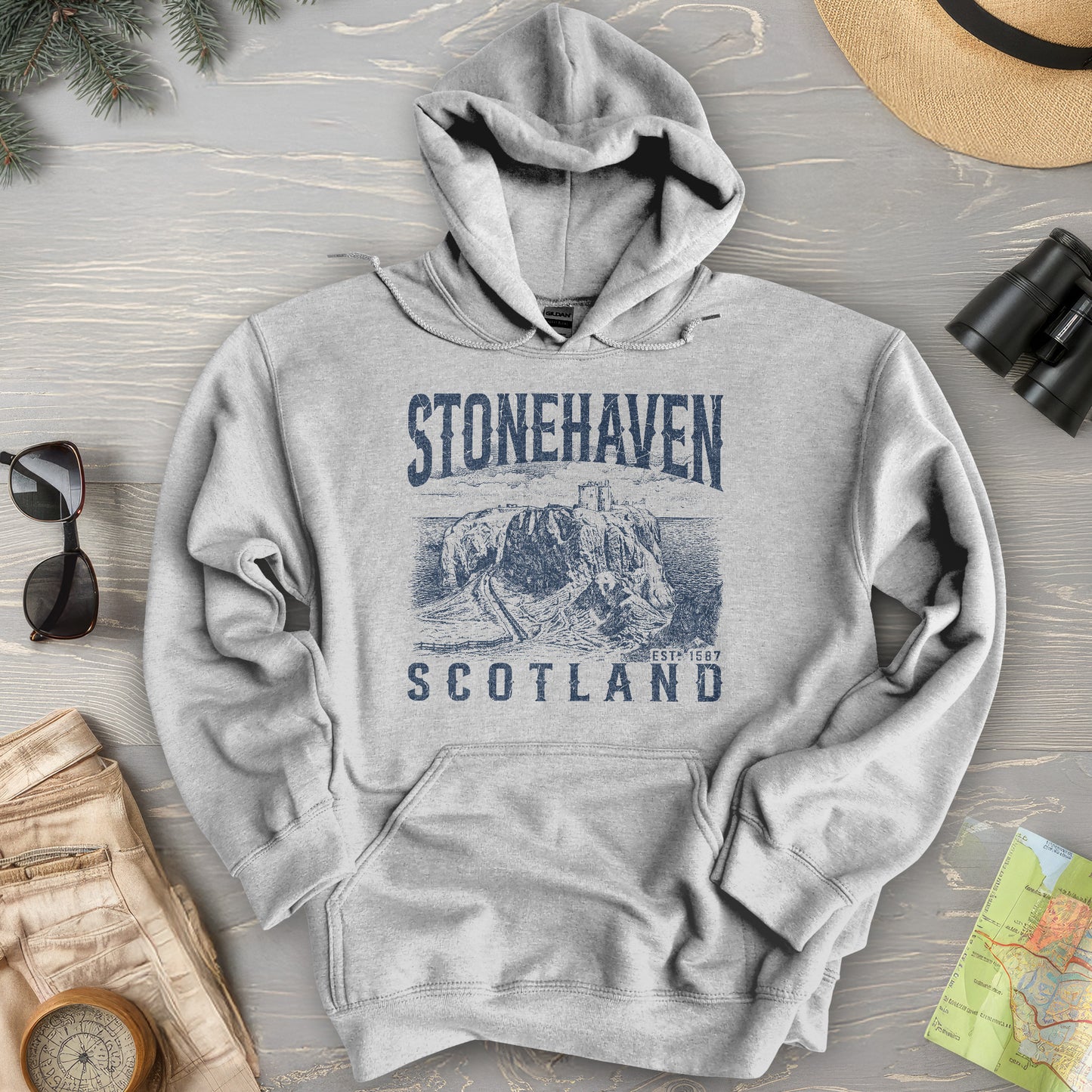 Stonehaven Scotland Sketch Hoodie