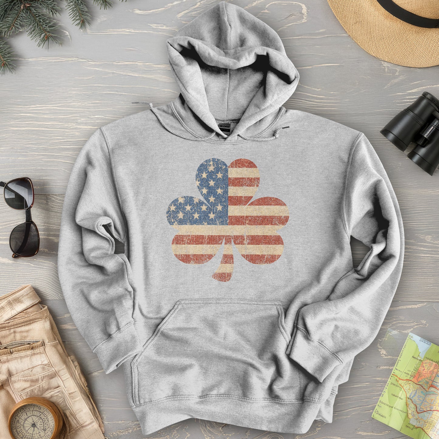 Vintage Flag Shamrock Hoodie