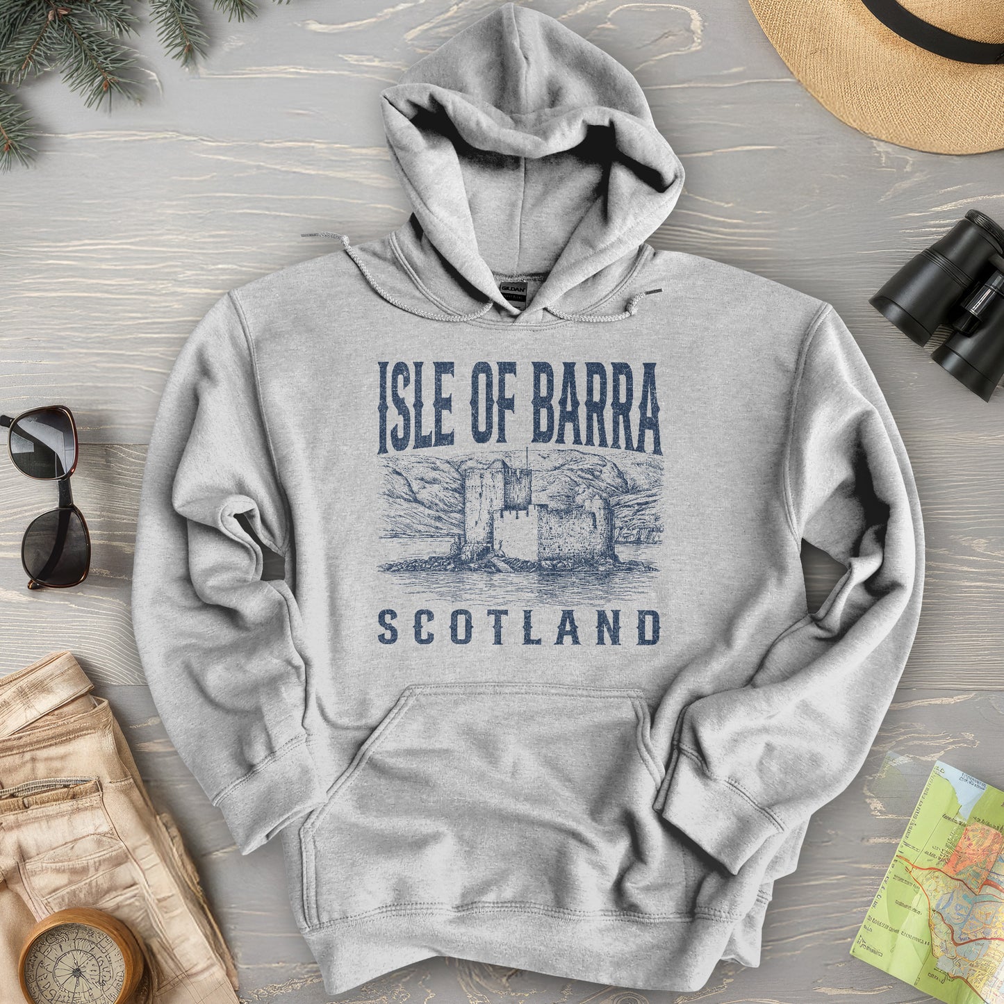 Isle of Barra Scotland Sketch Hoodie