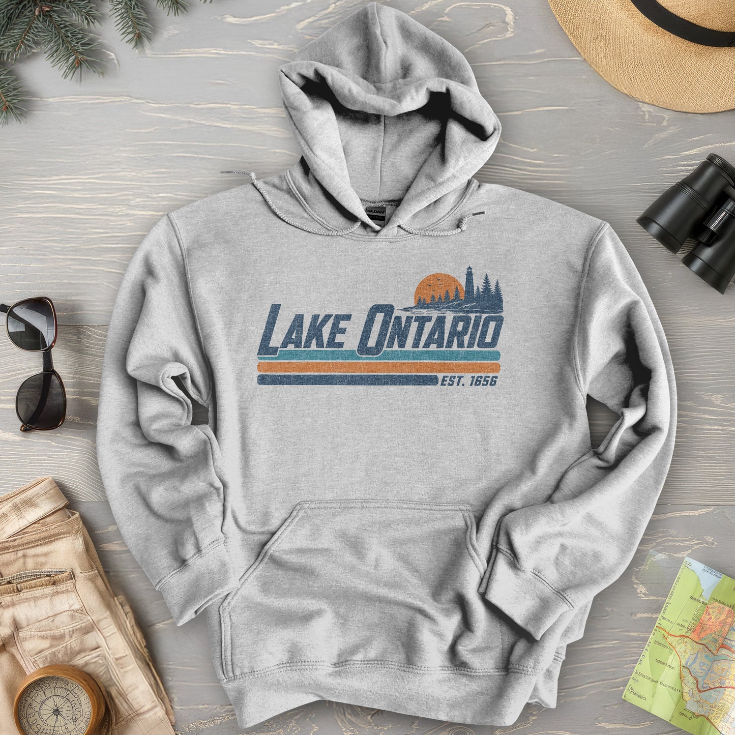 Lake Ontario Retro Stripe Hoodie