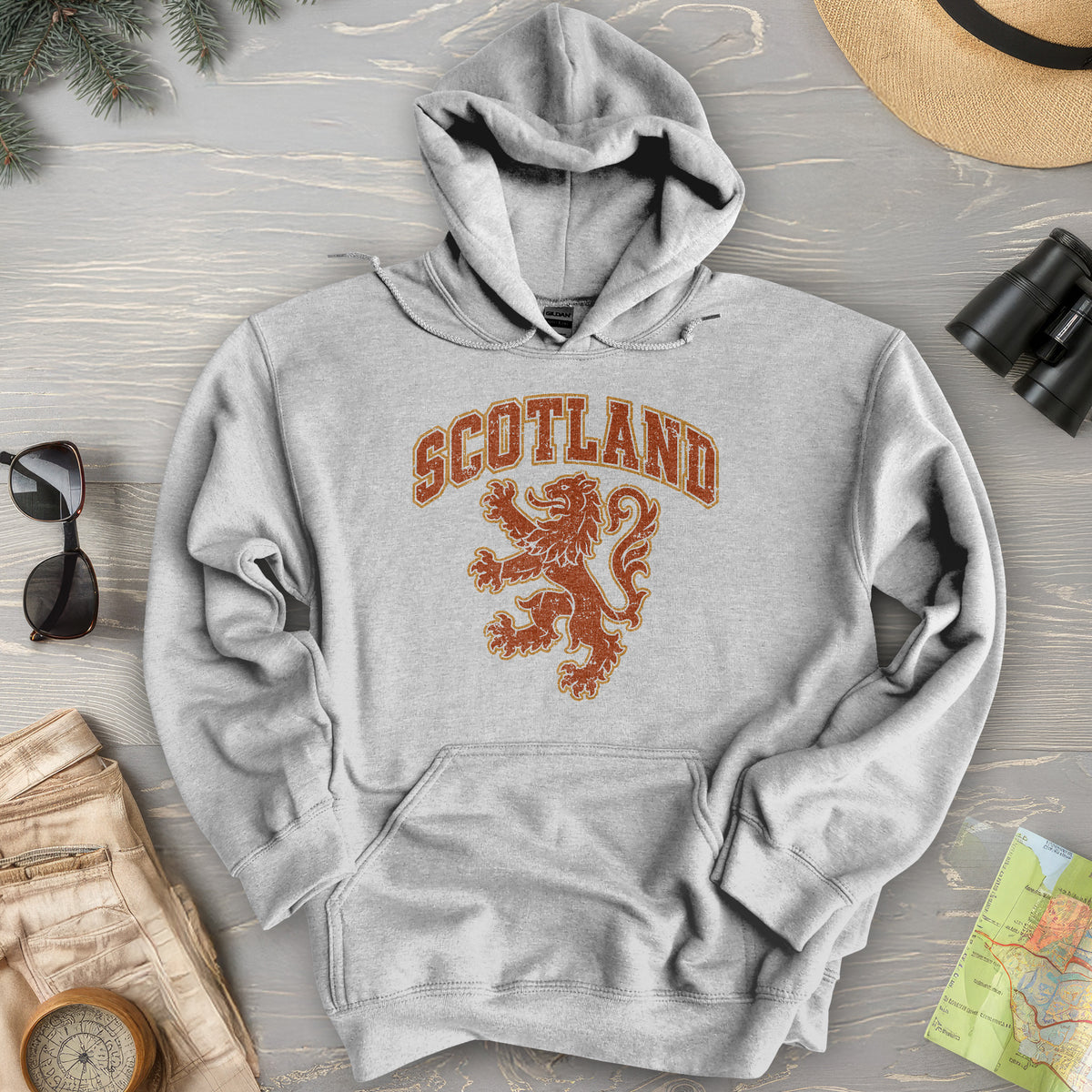 Red Vintage Rampant Lion Hoodie