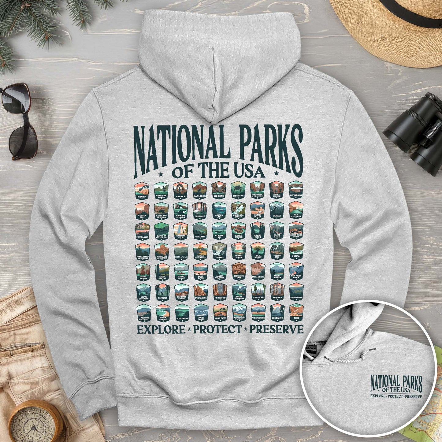 National Parks of the USA 63 Badges Hoodie