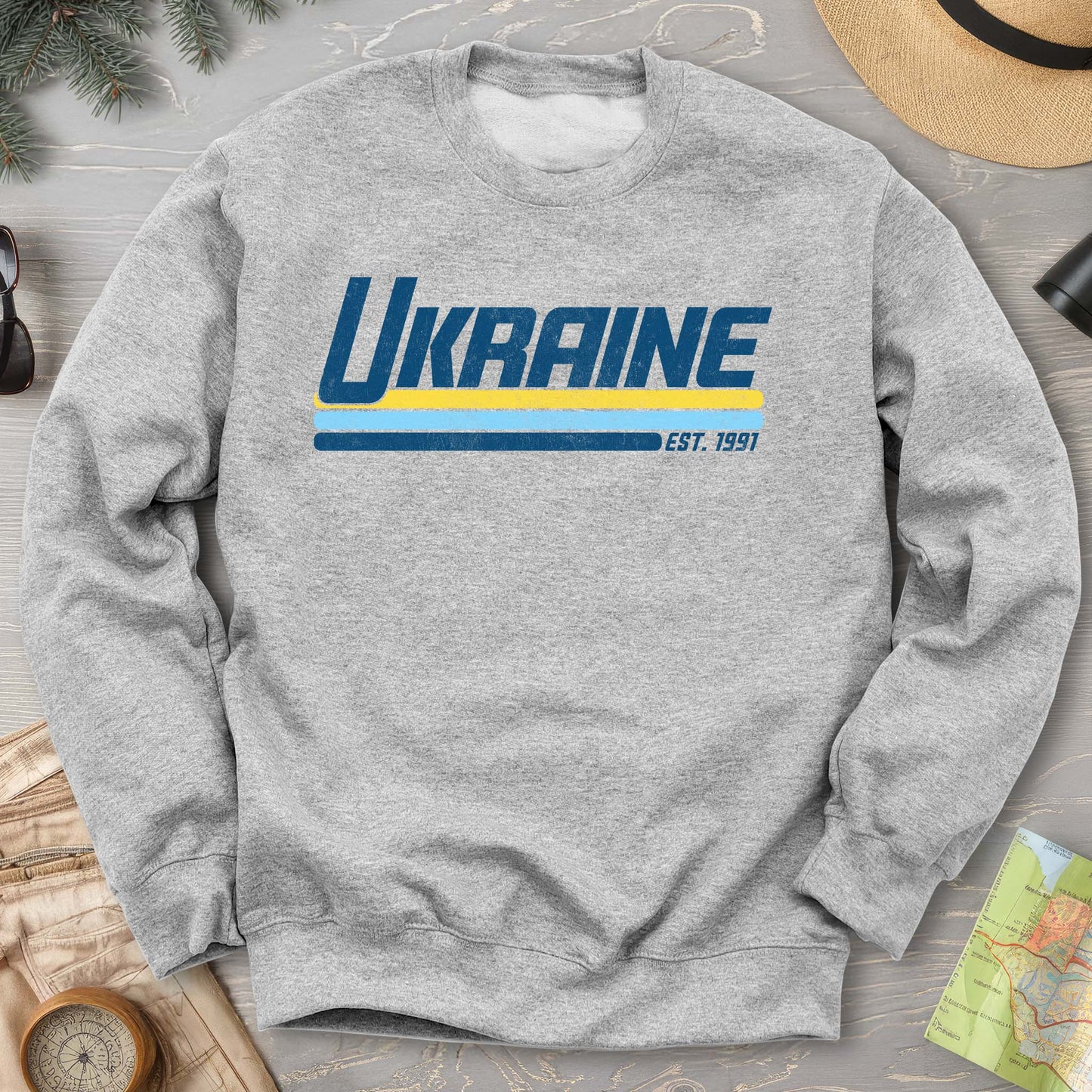 Ukraine Retro Stripe Crewneck Sweatshirt