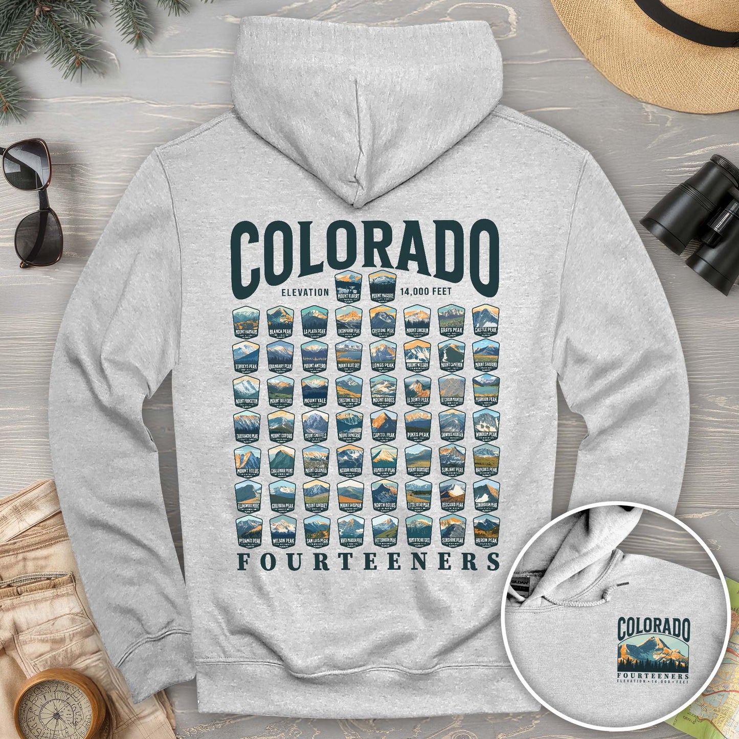 Colorado Fourteeners Front/Back Print Hoodie