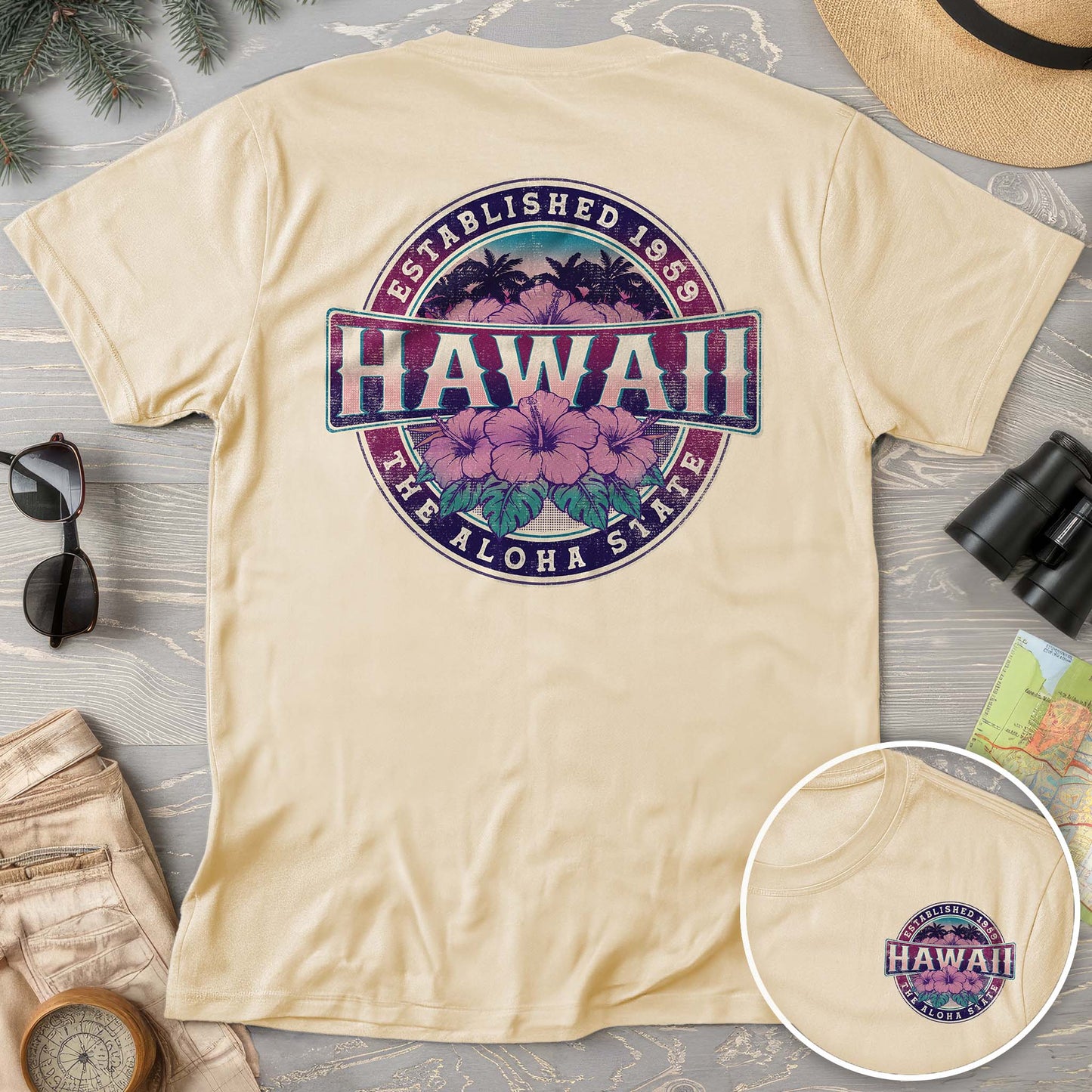 Hawaii Badge Front/Back Print Comfort Colors T-shirt