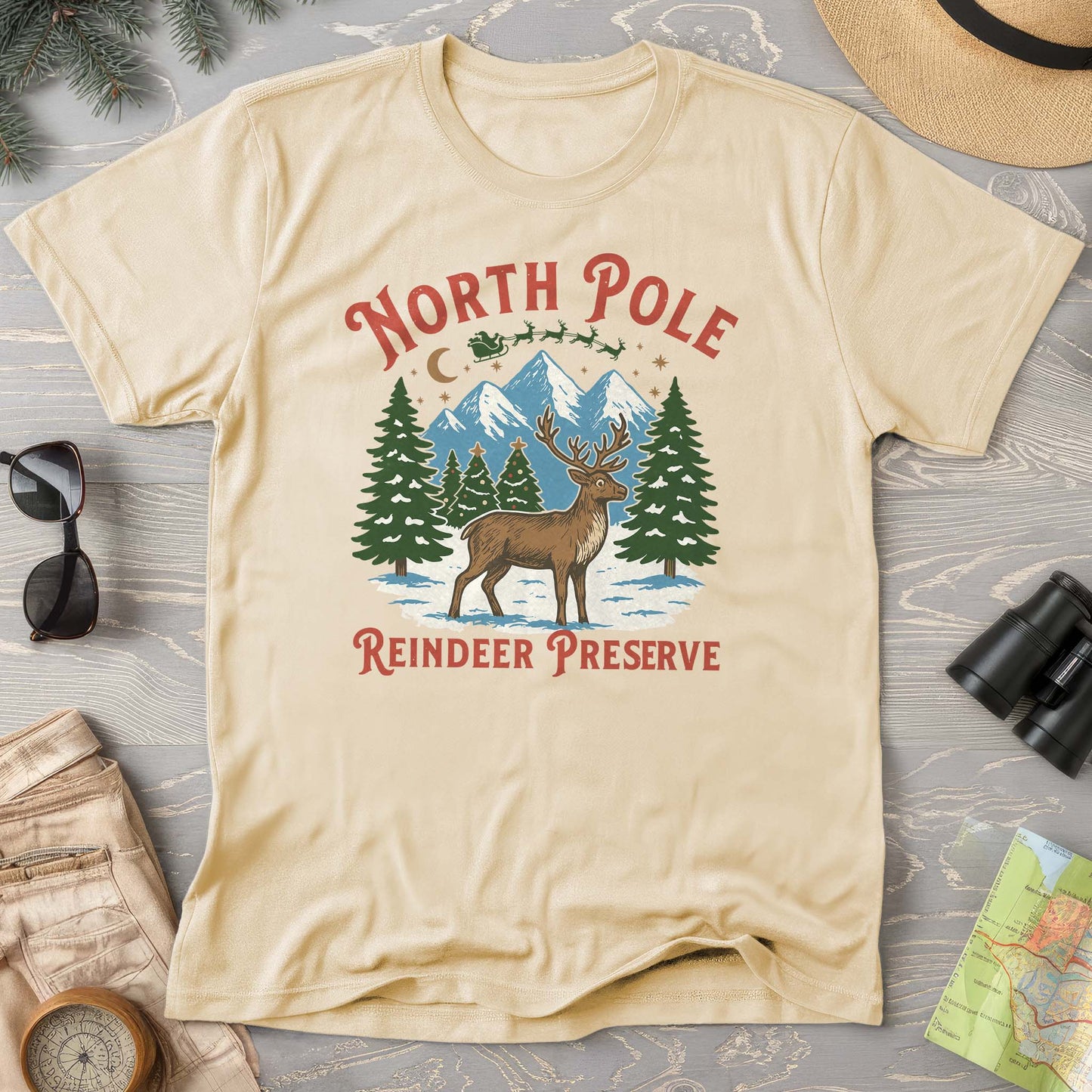 North Pole Reindeer Preserve Comfort Colors T-Shirt