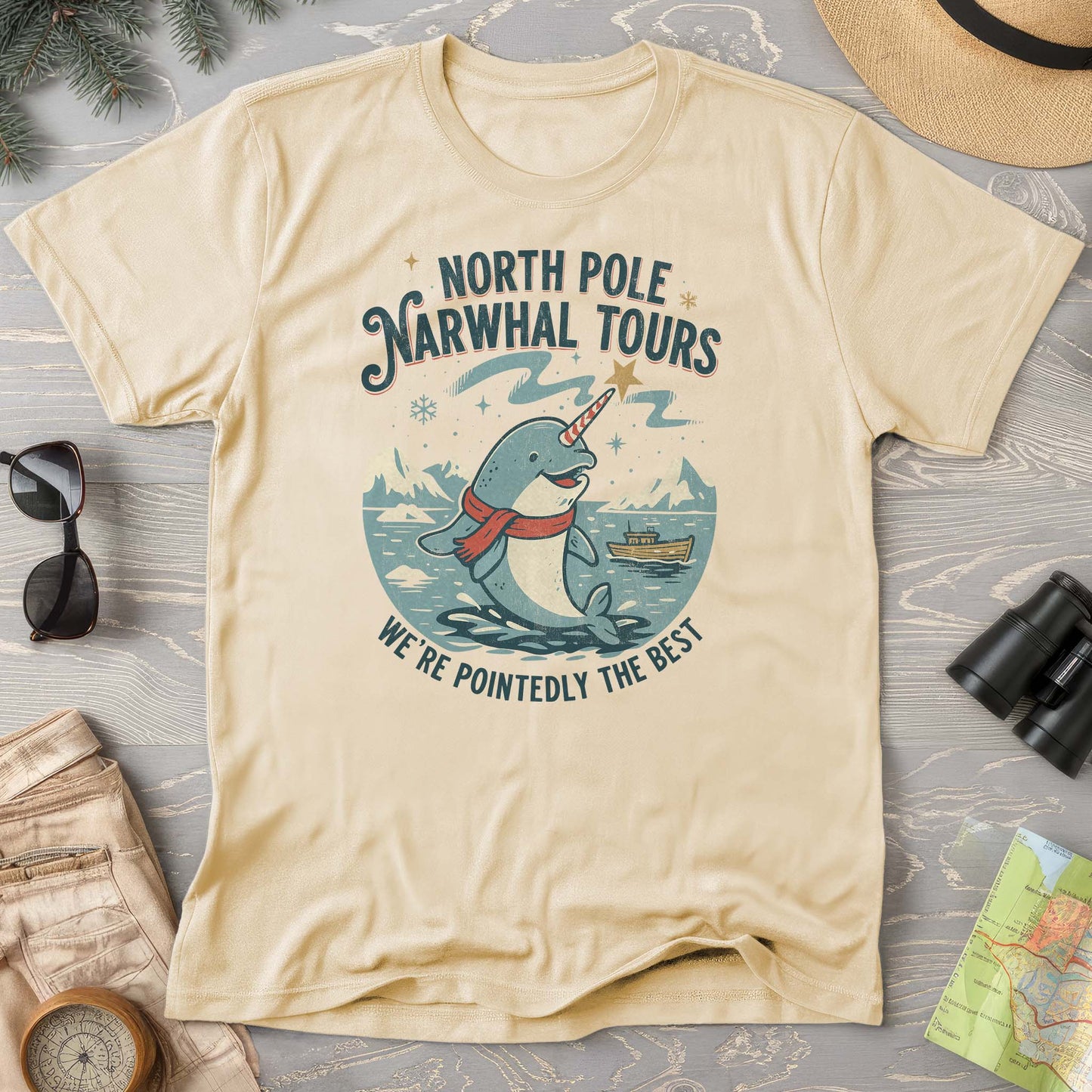 North Pole Narwhal Tours Comfort Colors T-shirt
