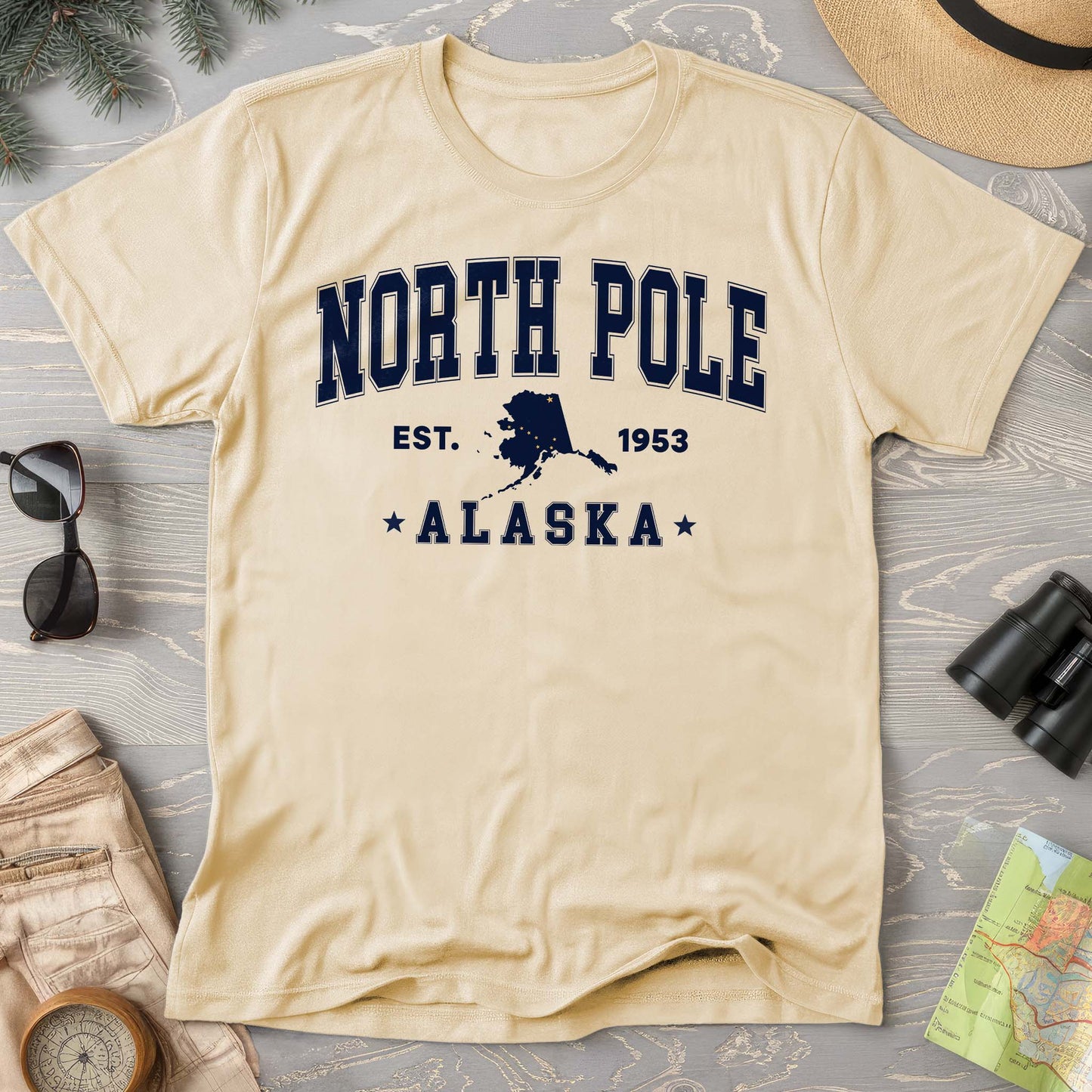 North Pole Alaska Varsity Comfort Colors T-shirt