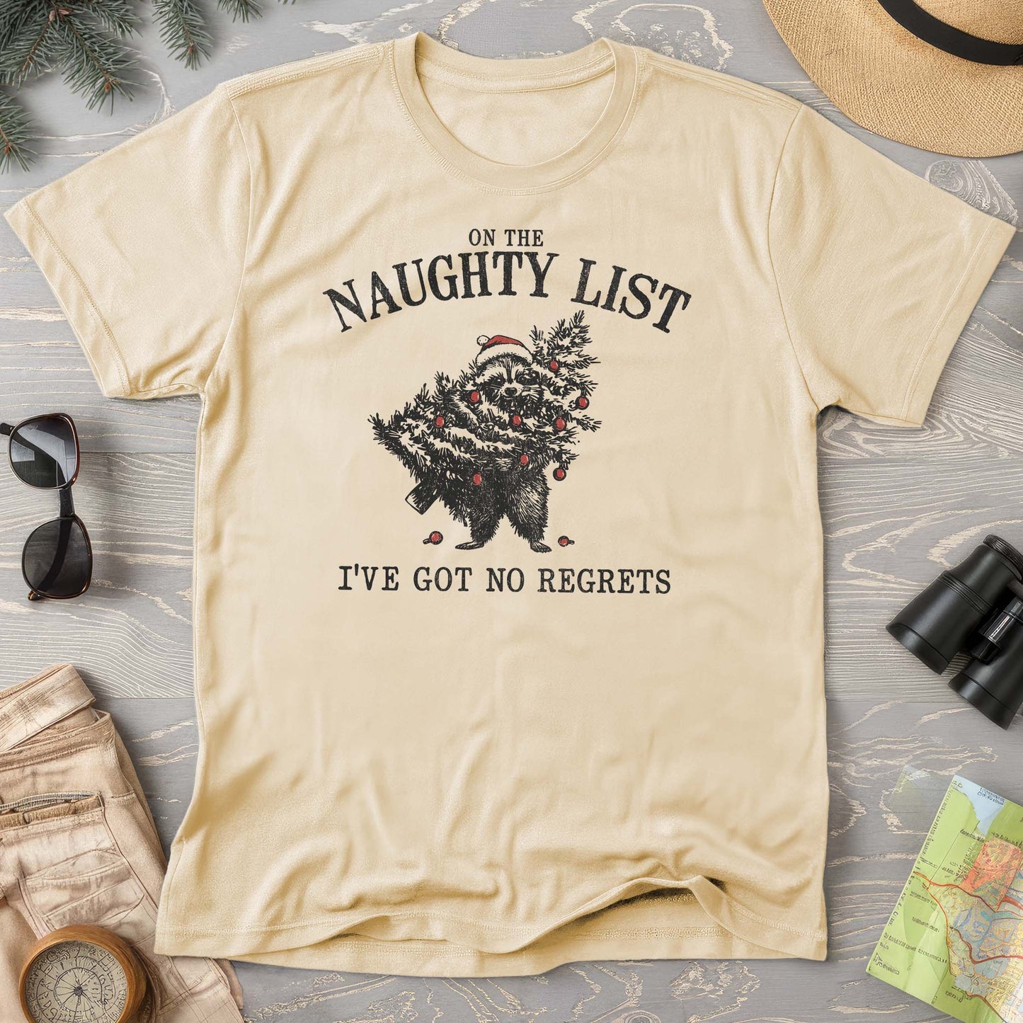 Naughty List Racoon Xmas Comfort Colors T-shirt