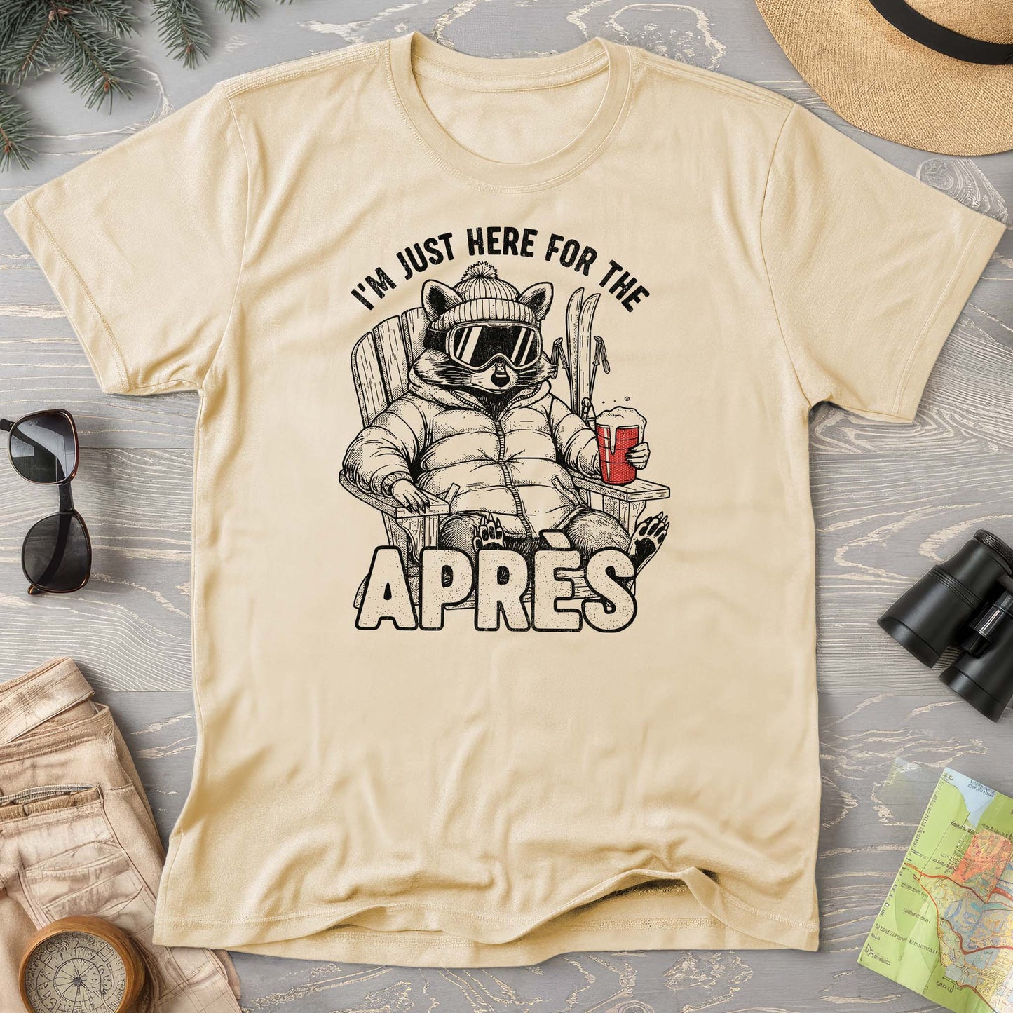 Just Here for the Apres "Raccoon" Comfort Colors T-shirt