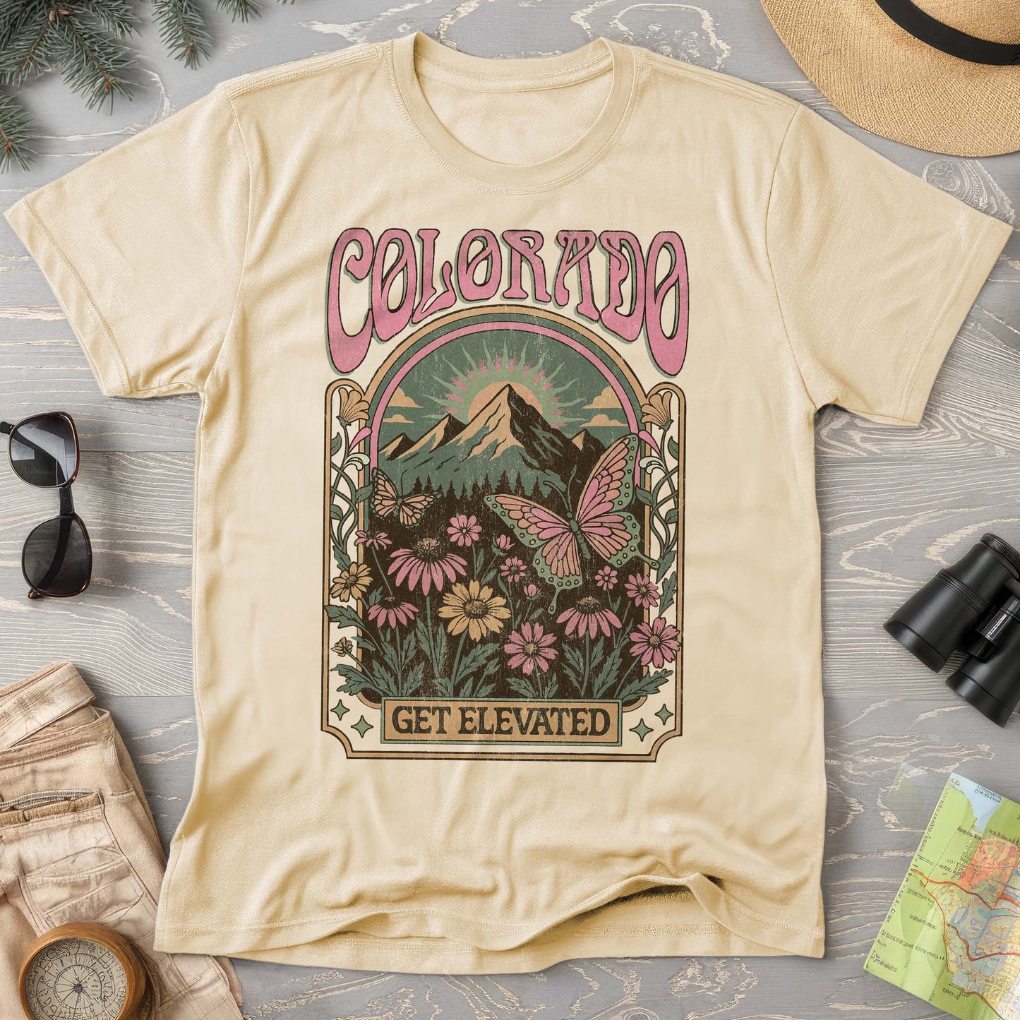 Colorado Get Elevated Butterfly Comfort Colors T-shirt