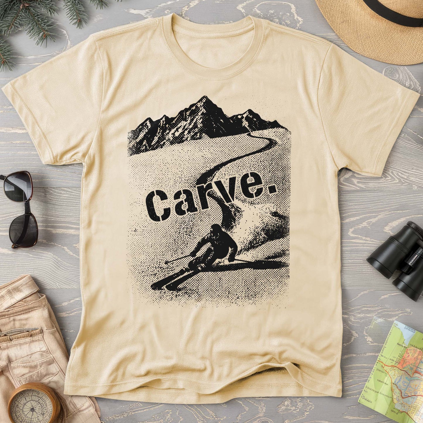 Carve Ski Print Comfort Colors T-shirt