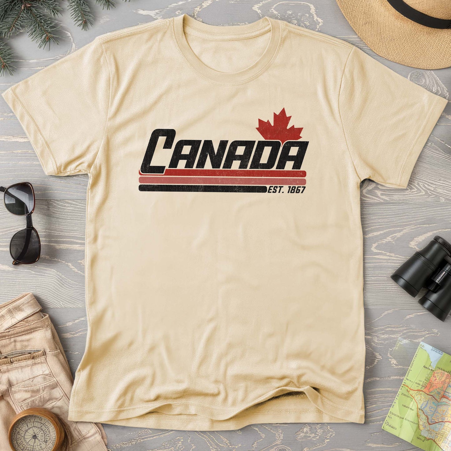 Canada Retro Stripe Comfort Colors T-shirt