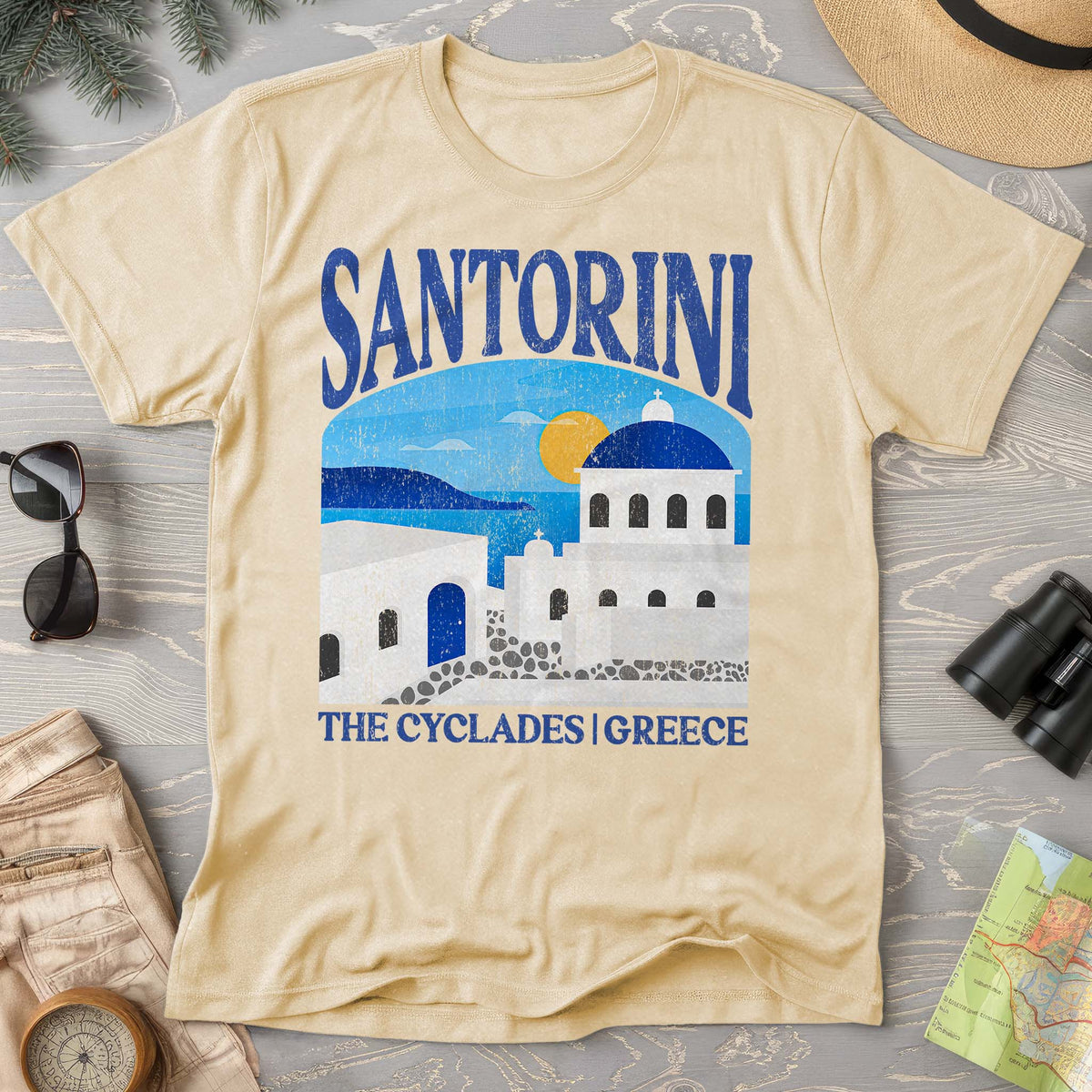 Bargain Bin Overstock! Santorini Greece "Big and Bold" T-Shirt