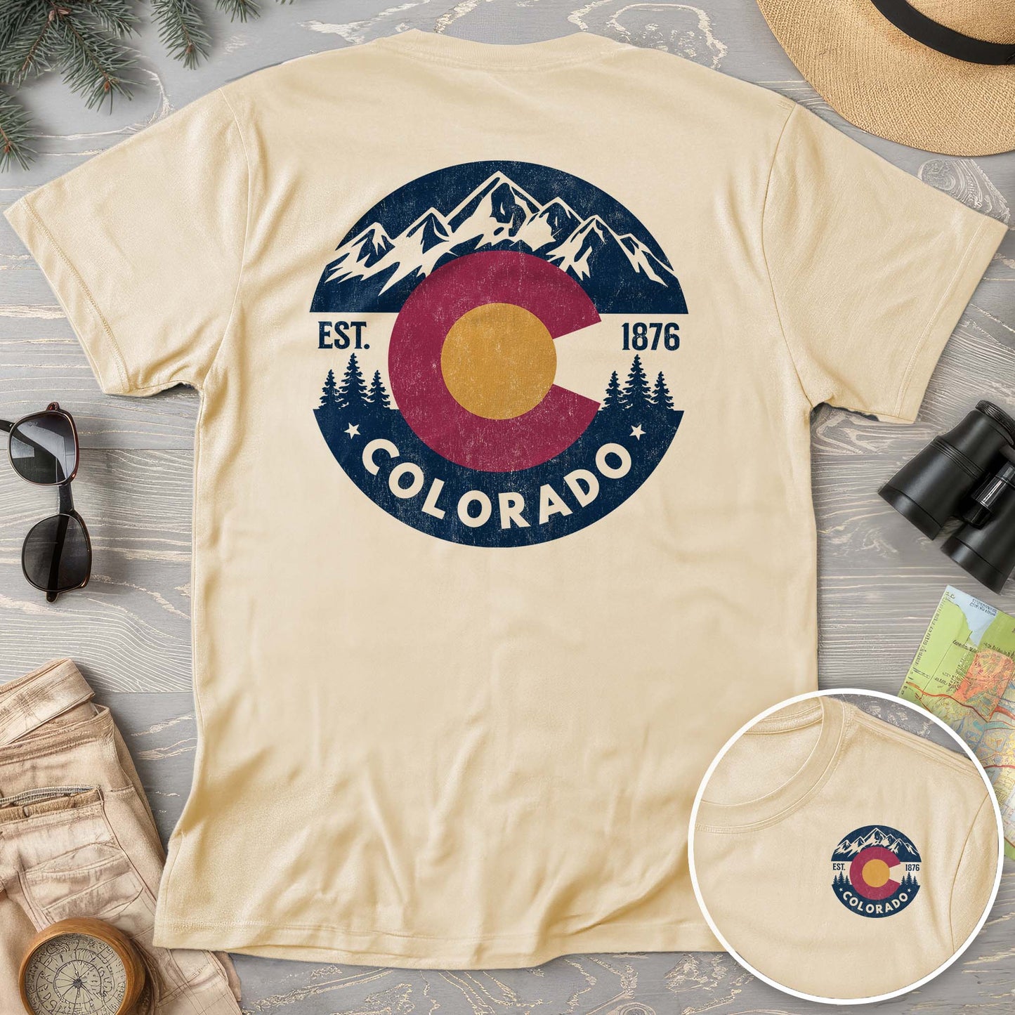 Colorado Flag Badge Textured Front/Back Comfort Colors T-Shirt