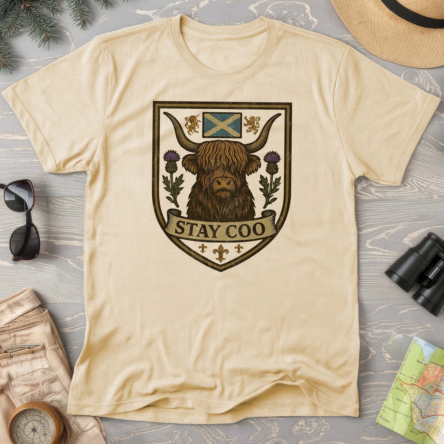 Highland Cow "Scottish Heraldry" Comfort Colors T-Shirt