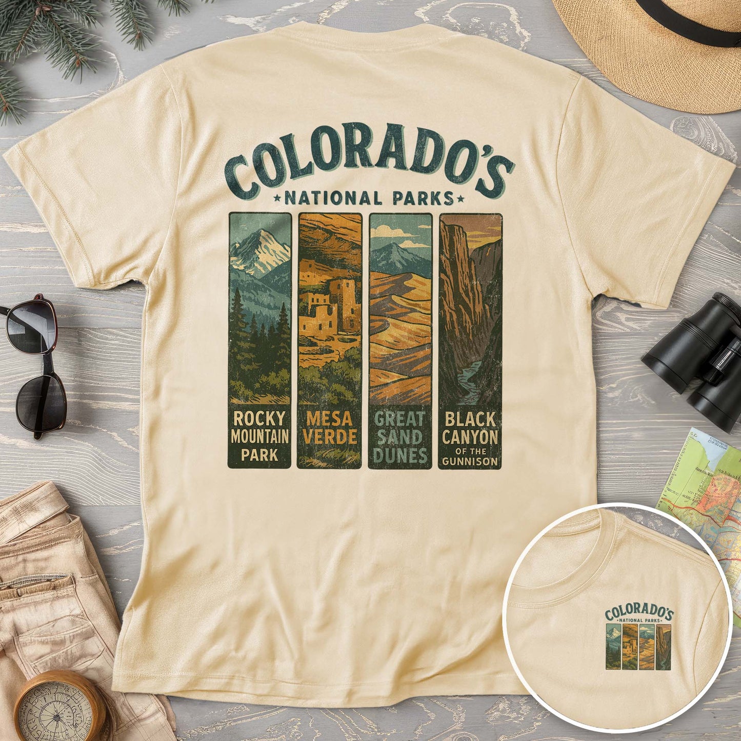 Colorado National Parks Vertical Front/Back Print Comfort Colors T-Shirt