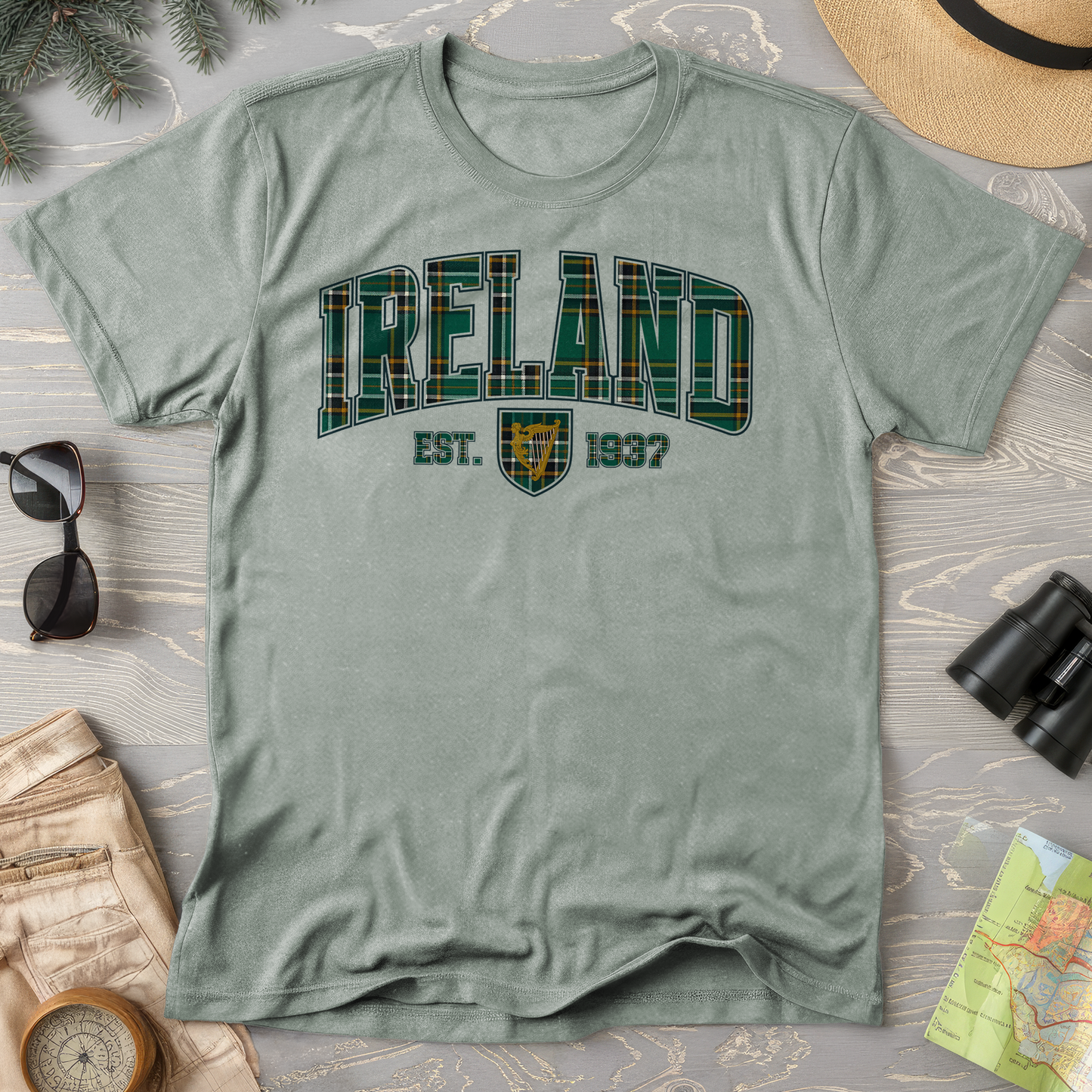 Ireland Tartan Varsity Comfort Colors T-Shirt