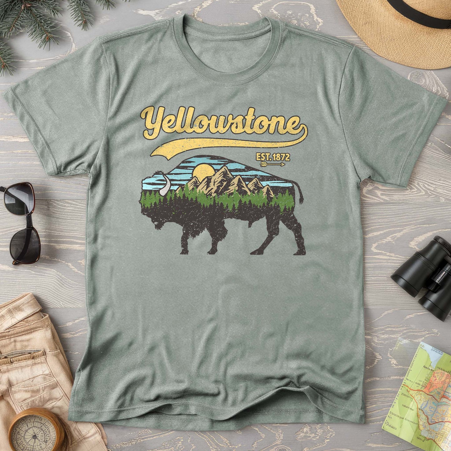 Bargain Bin Overstock! Yellowstone Vintage Buffalo Mountains T-Shirt