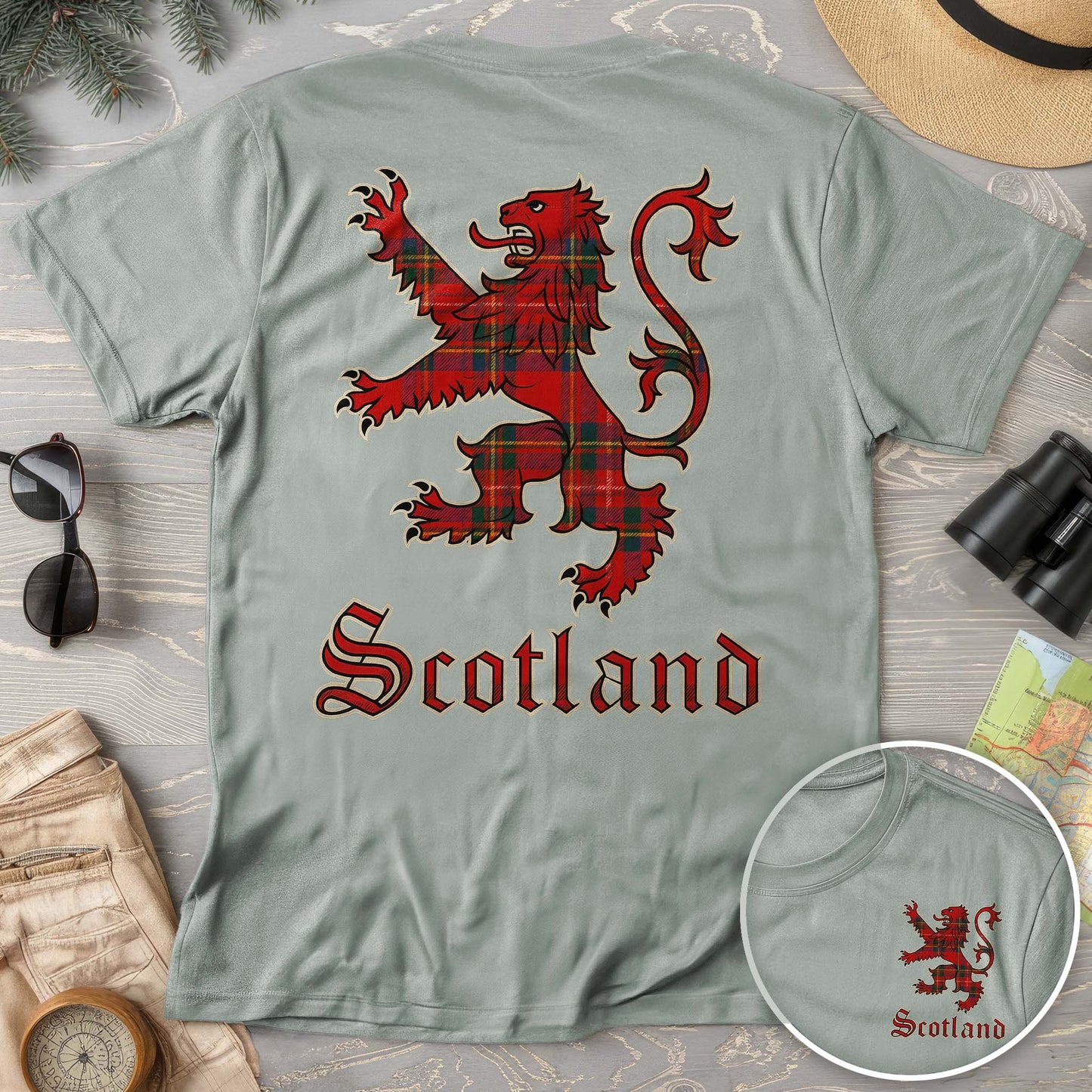 Scotland Tartan Lion Front/Back Print T-shirt