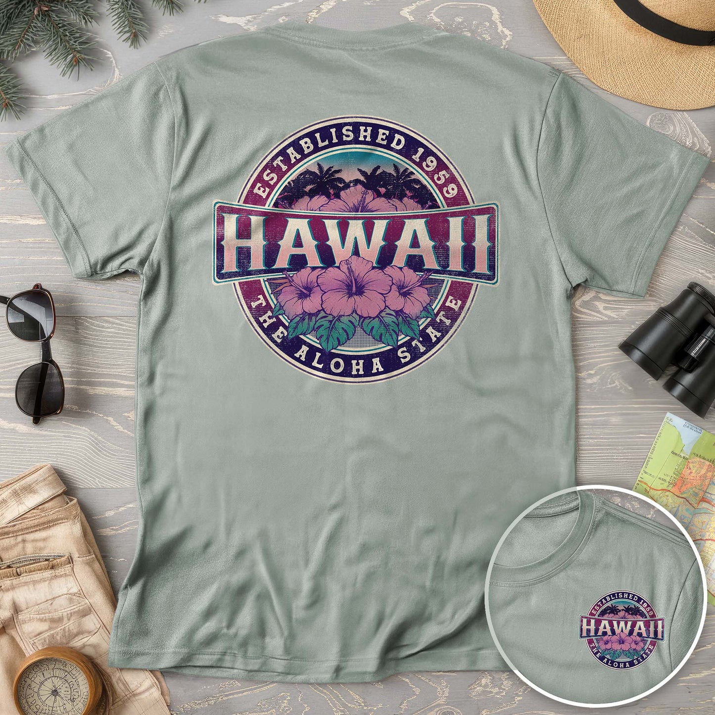 Hawaii Badge Front/Back Print Comfort Colors T-shirt