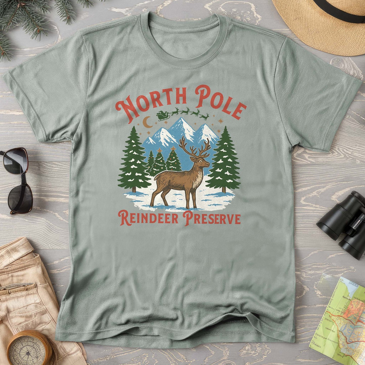 North Pole Reindeer Preserve Comfort Colors T-Shirt