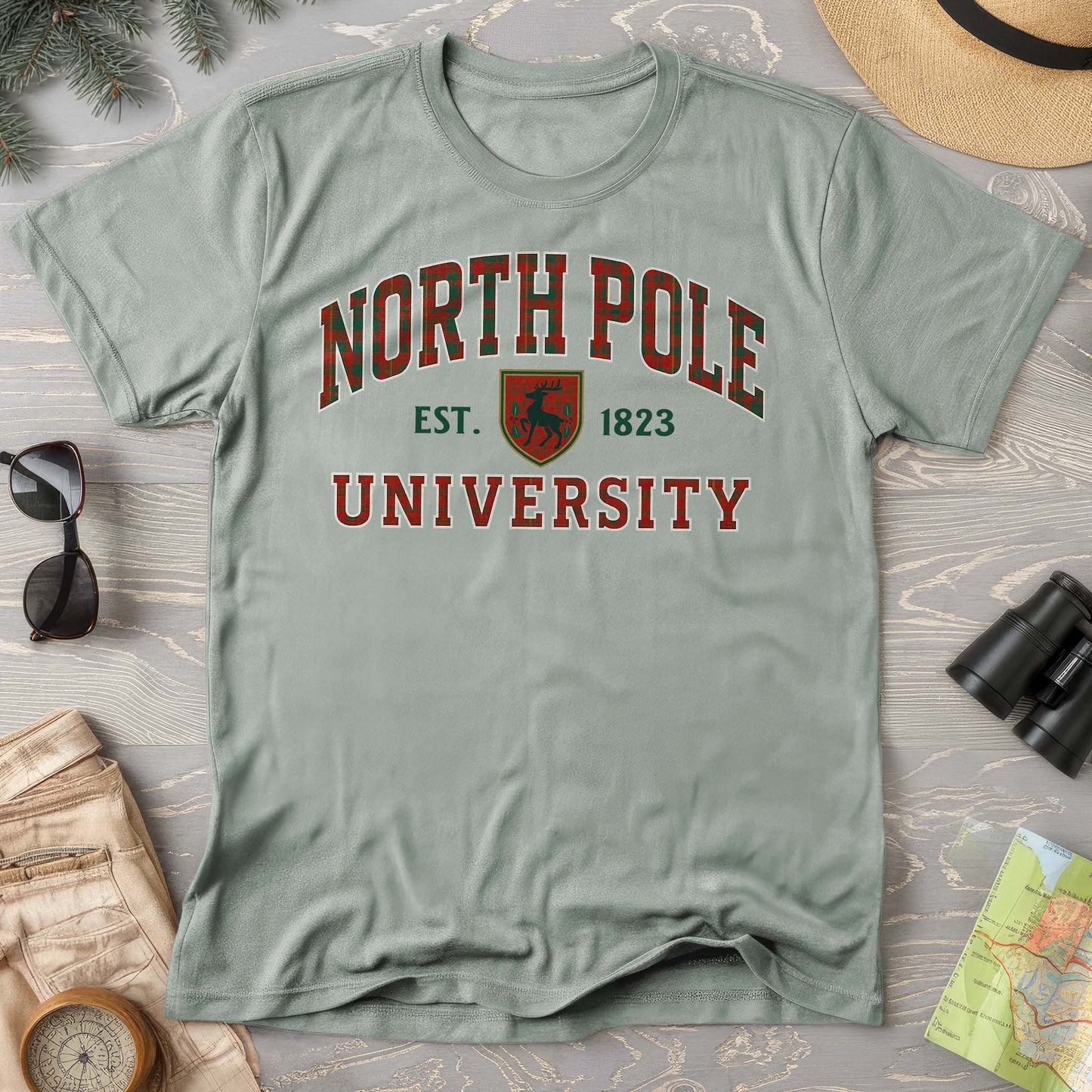 North Pole University Holiday Plaid Comfort Colors T-Shirt