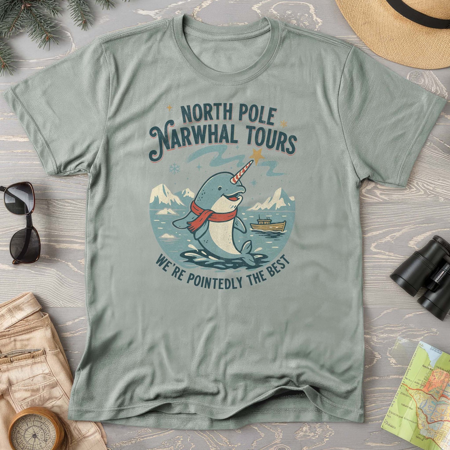 North Pole Narwhal Tours Comfort Colors T-shirt