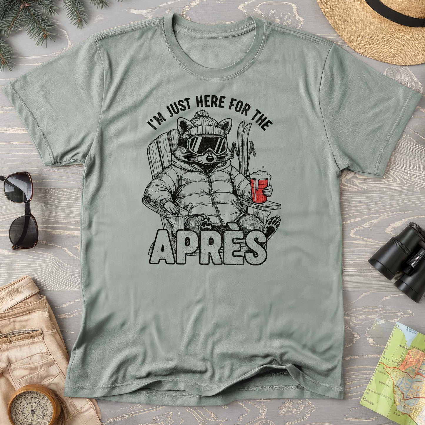 Just Here for the Apres "Raccoon" Comfort Colors T-shirt