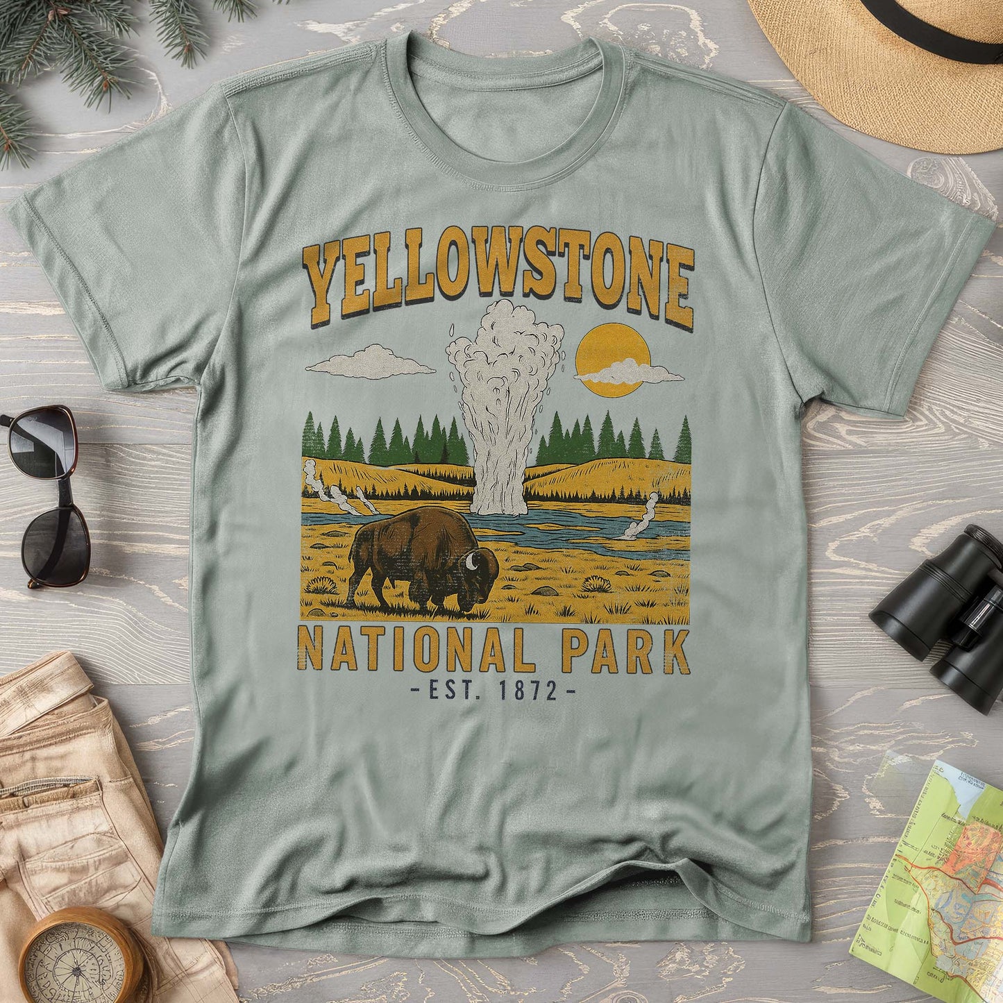 Yellowstone Old Faithful Buffalo Comfort Colors T-shirt