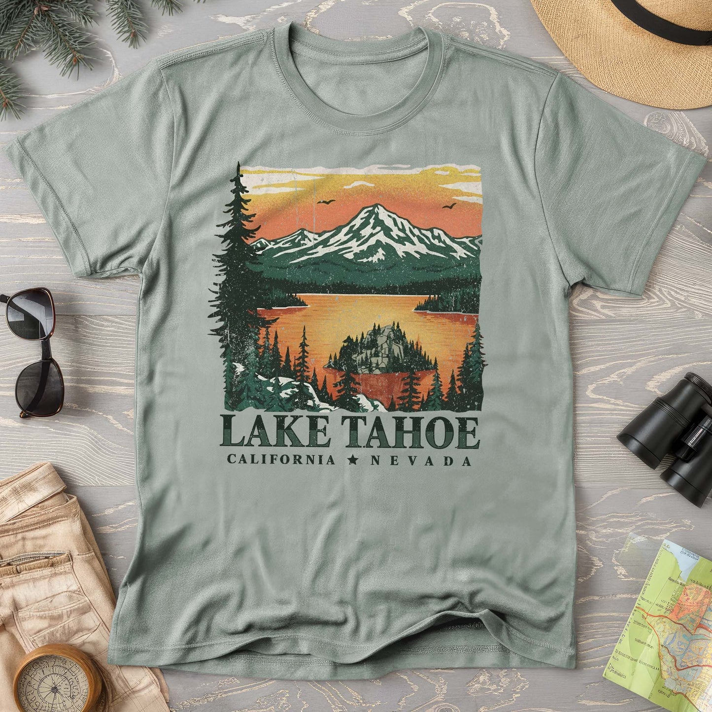 Lake Tahoe Emerald Bay Sunset Comfort Colors T-shirt