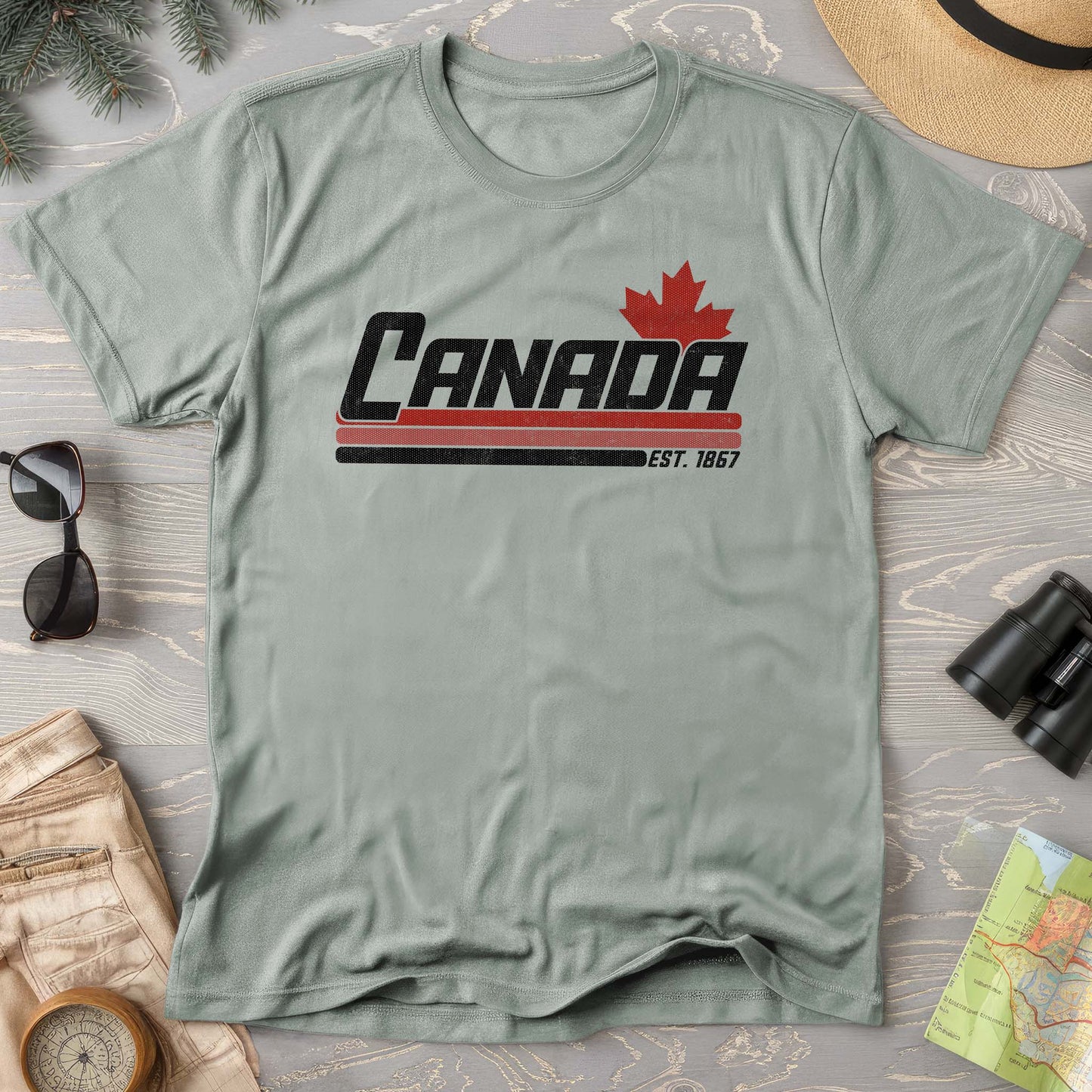 Canada Retro Stripe Comfort Colors T-shirt