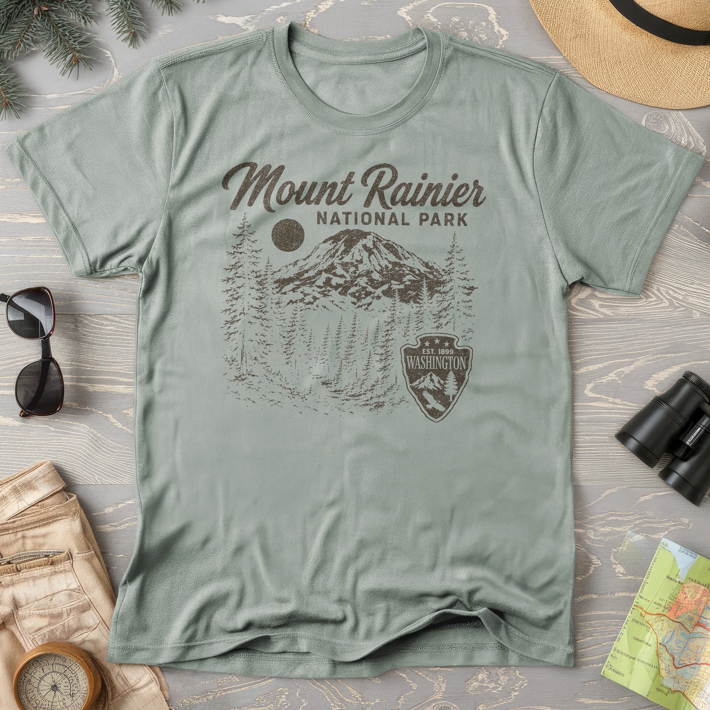 Mount Rainier Vintage Sketch T-Shirt