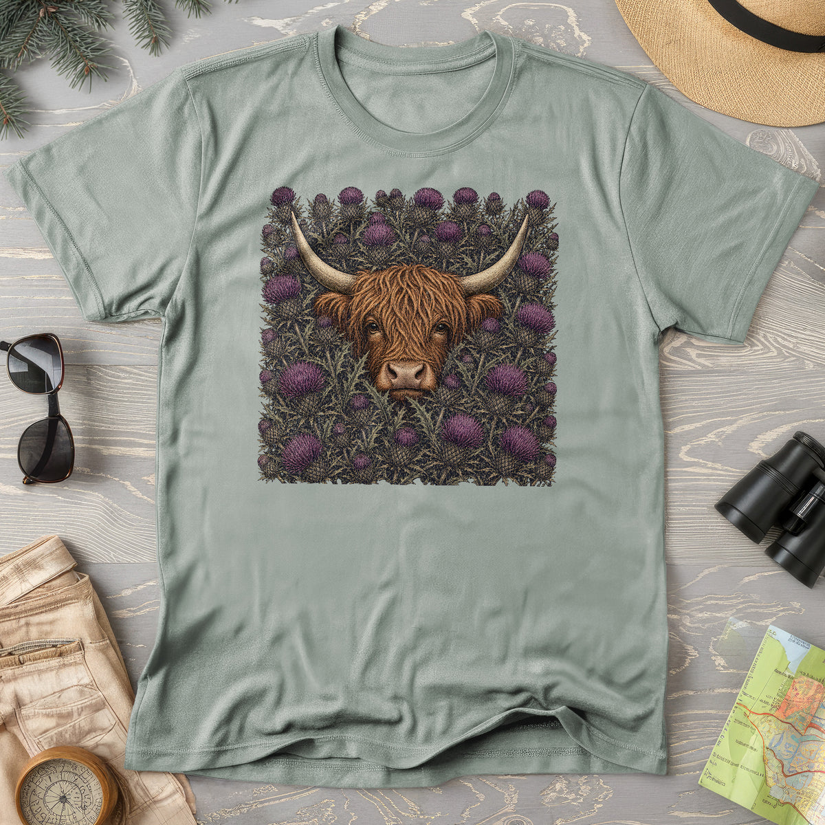 Highland Coo Thistle T-Shirt