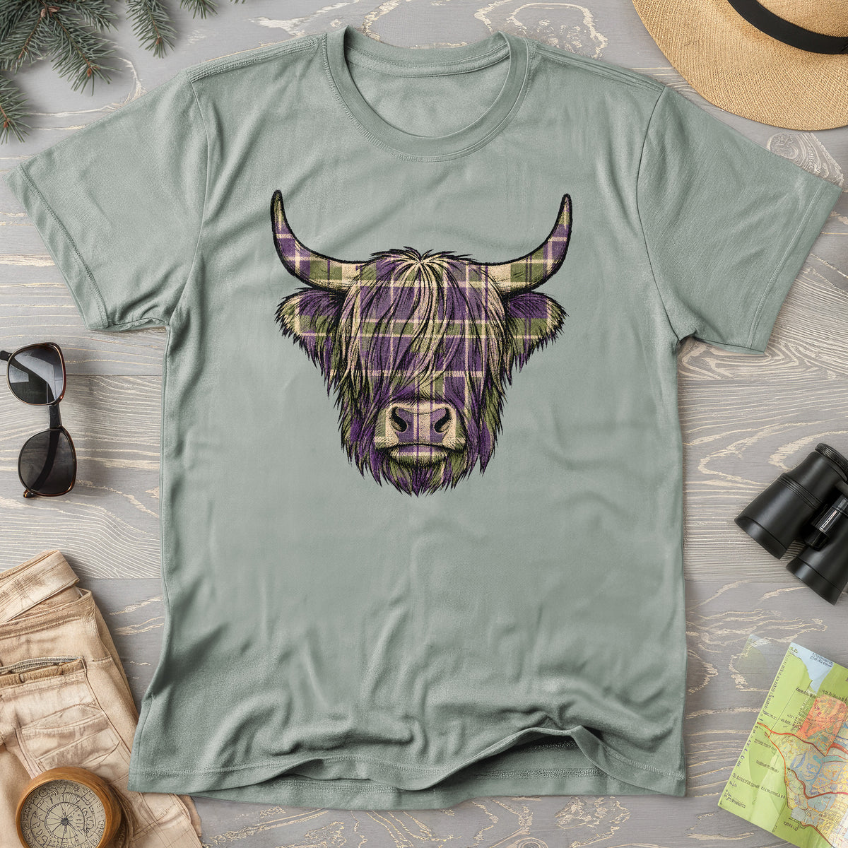Scottish Highland Plaid Coo T-Shirt
