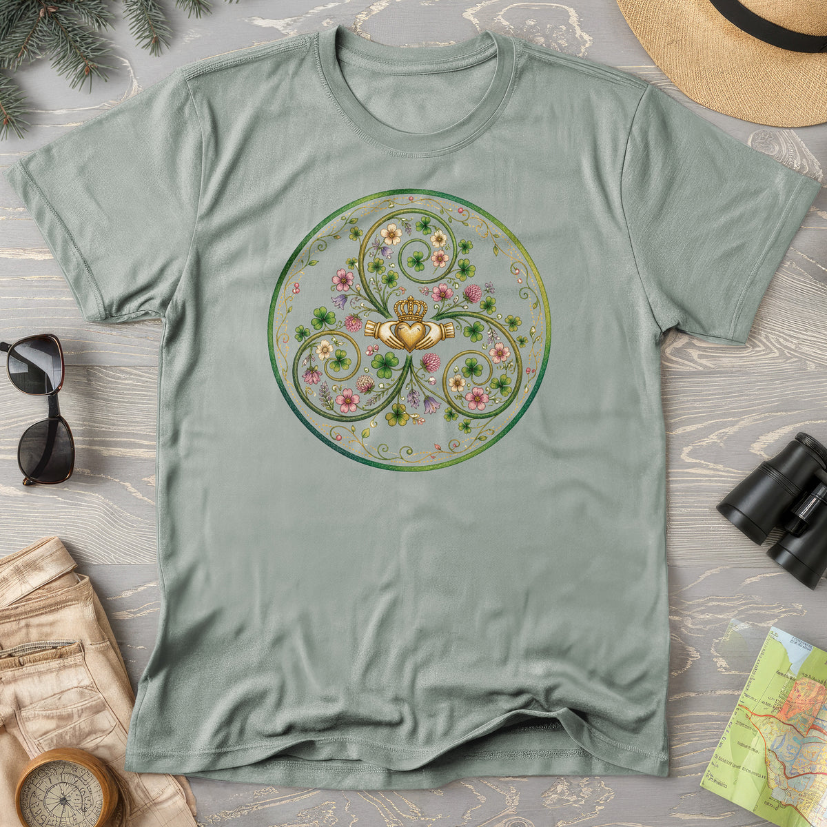 Claddagh Floral Triskele T-Shirt
