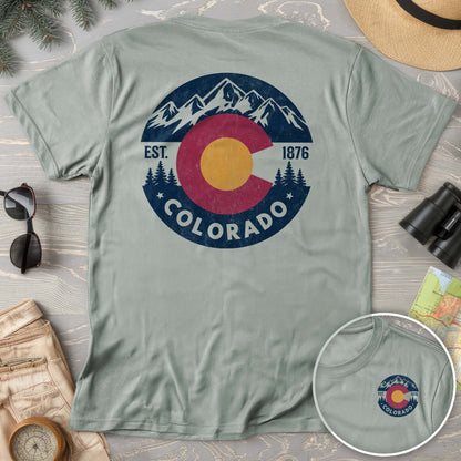 Colorado Flag Badge Textured Front/Back Comfort Colors T-Shirt