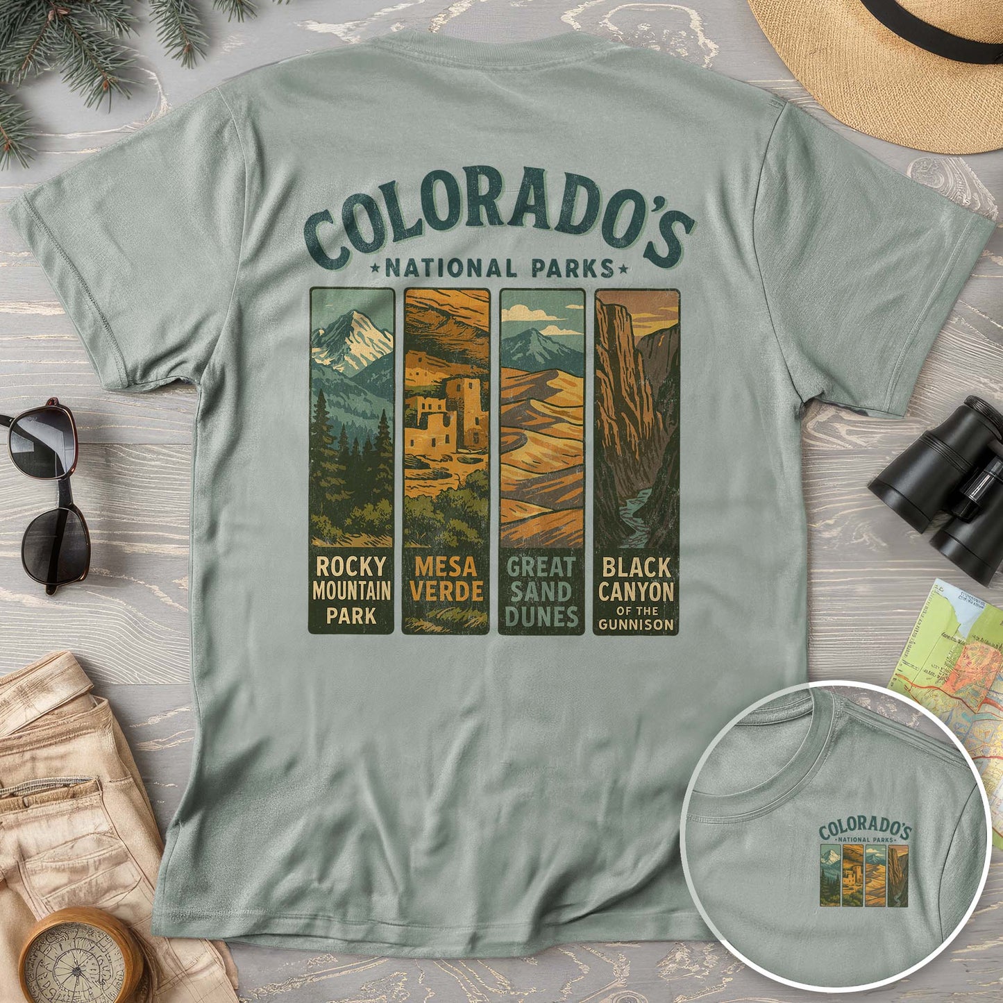 Colorado National Parks Vertical Front/Back Print Comfort Colors T-Shirt