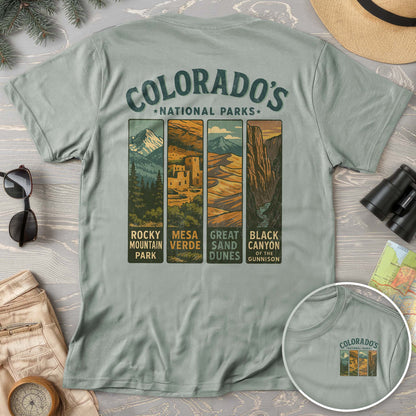 Colorado National Parks Vertical Front/Back Print Comfort Colors T-Shirt