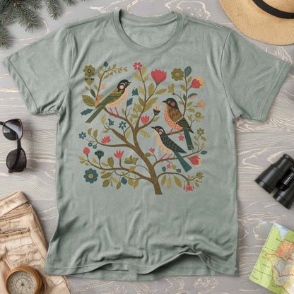 Cottagecore Birds "Folk Art Print" Comfort Colors T-Shirt