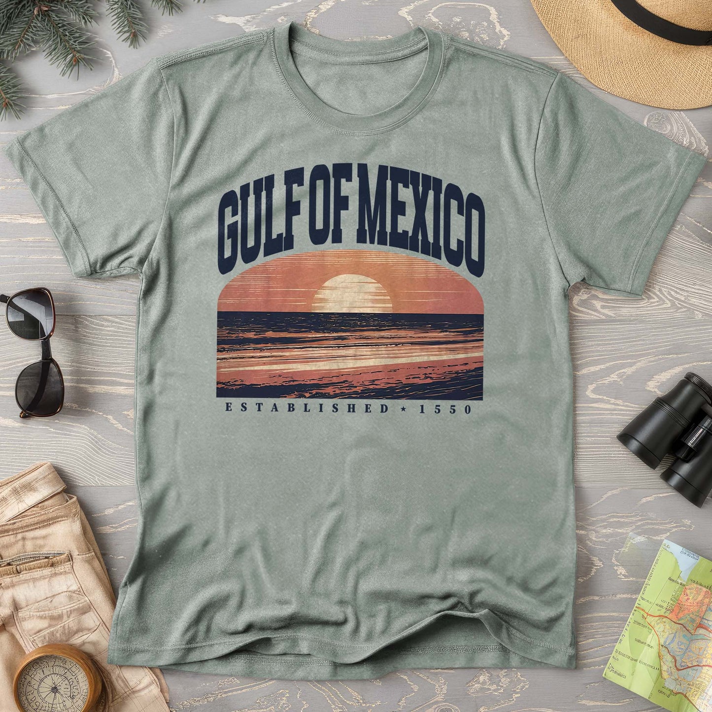 Bargain Bin Overstock! Gulf of Mexico Varsity Sunset Comfort Colors T-Shirt