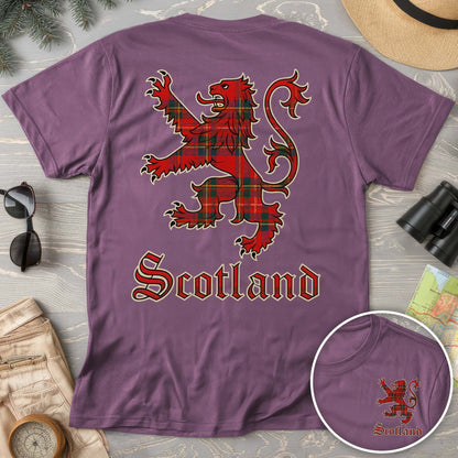 Scotland Tartan Lion Front/Back Print T-shirt