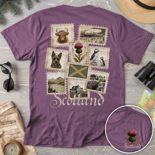 Scotland Vintage Stamps Front/Back Print T-shirt