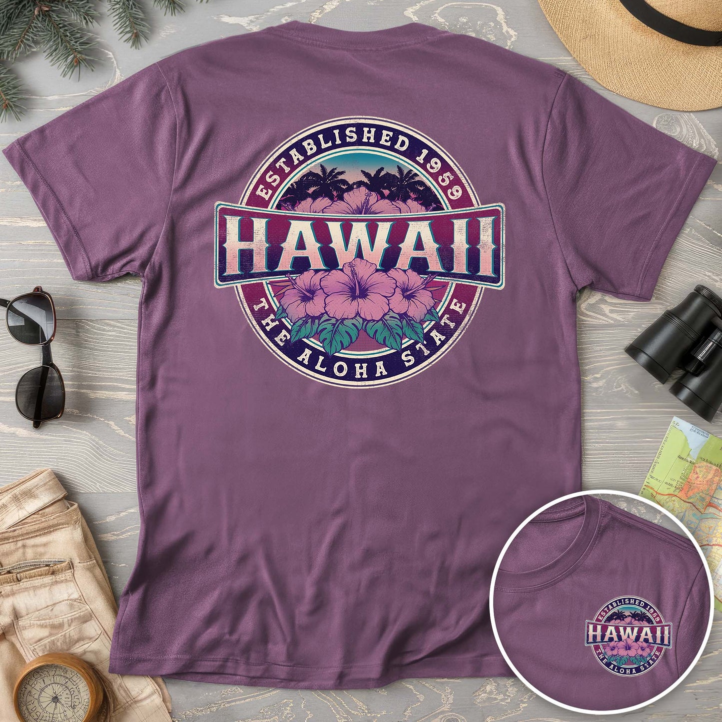 Hawaii Badge Front/Back Print Comfort Colors T-shirt