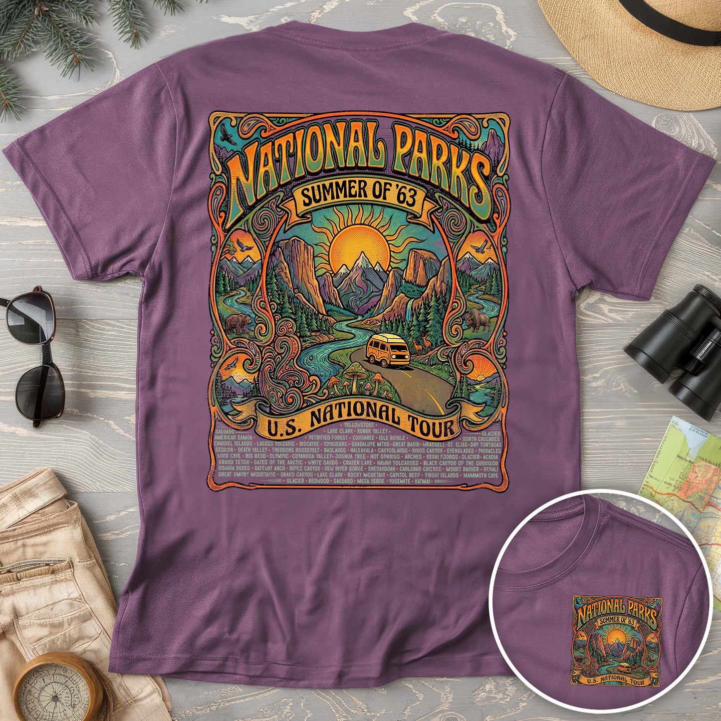 National Parks Summer Tour Front/Back Print T-Shirt