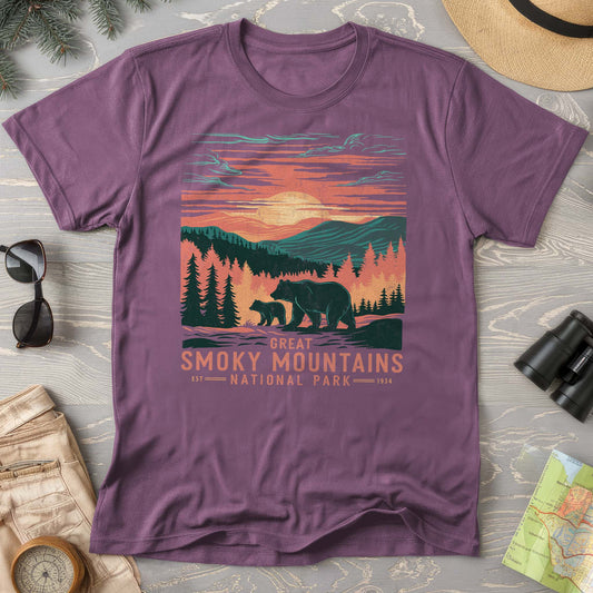 Great Smoky Mountains Sunset Bears T-Shirt