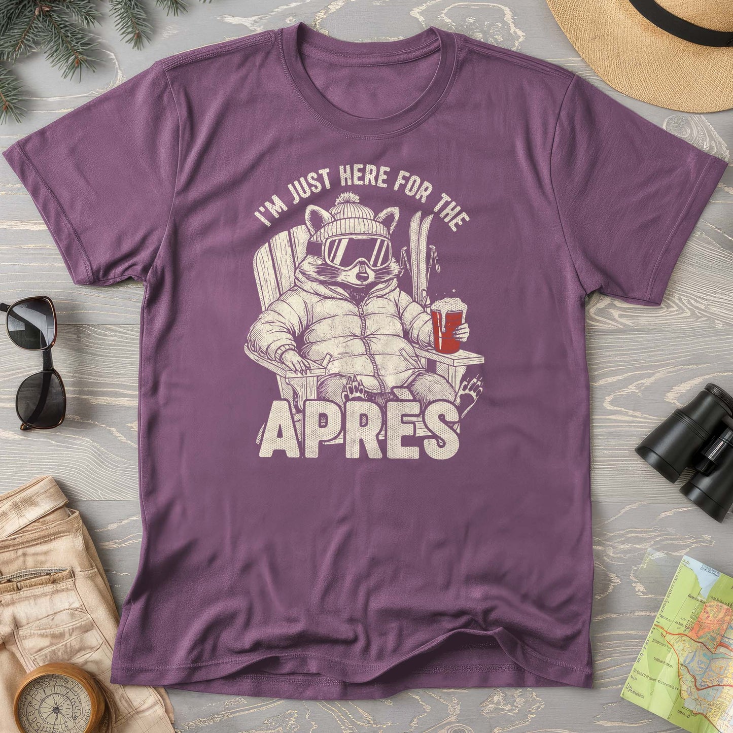 Just Here for the Apres "Raccoon" Comfort Colors T-shirt