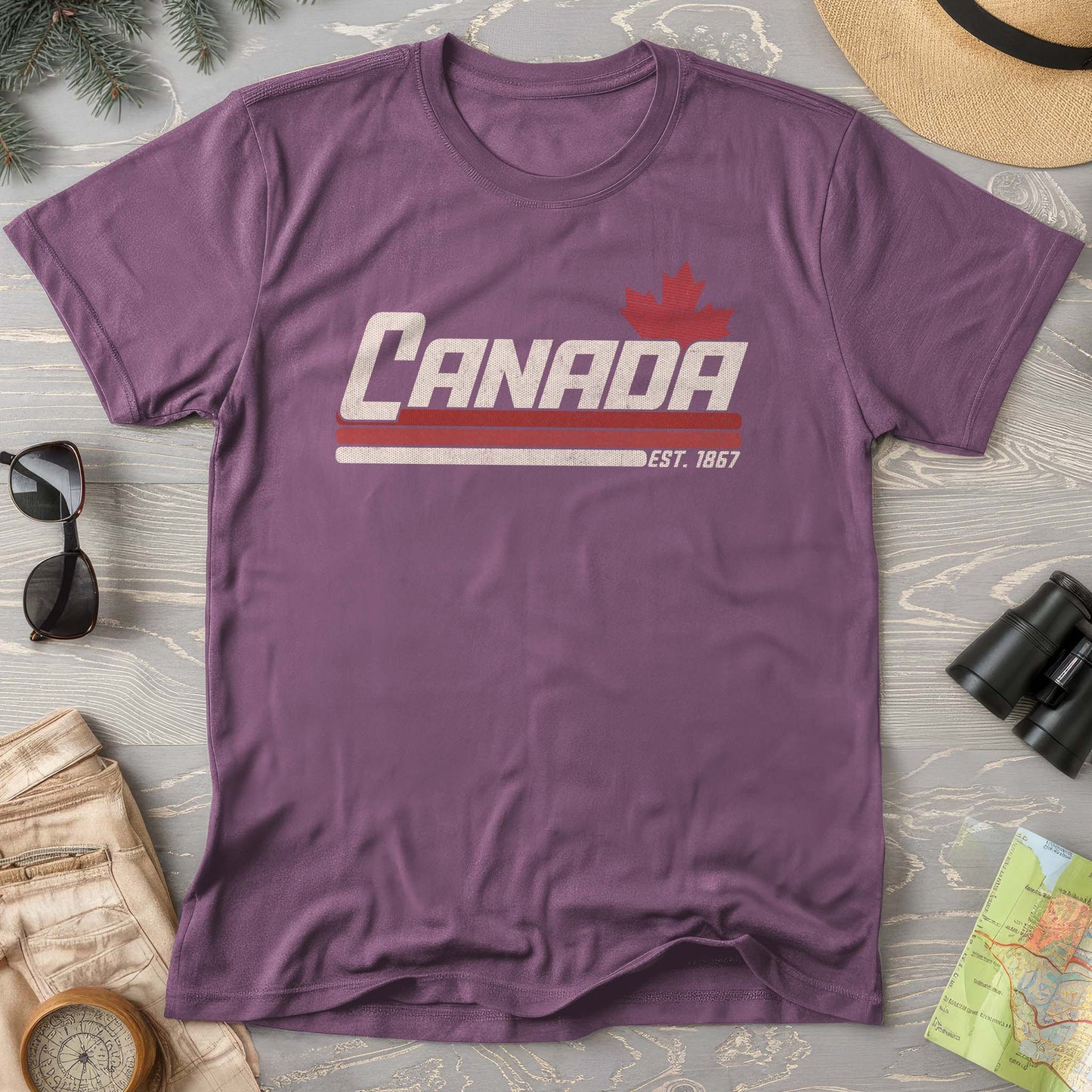 Canada Retro Stripe Comfort Colors T-shirt