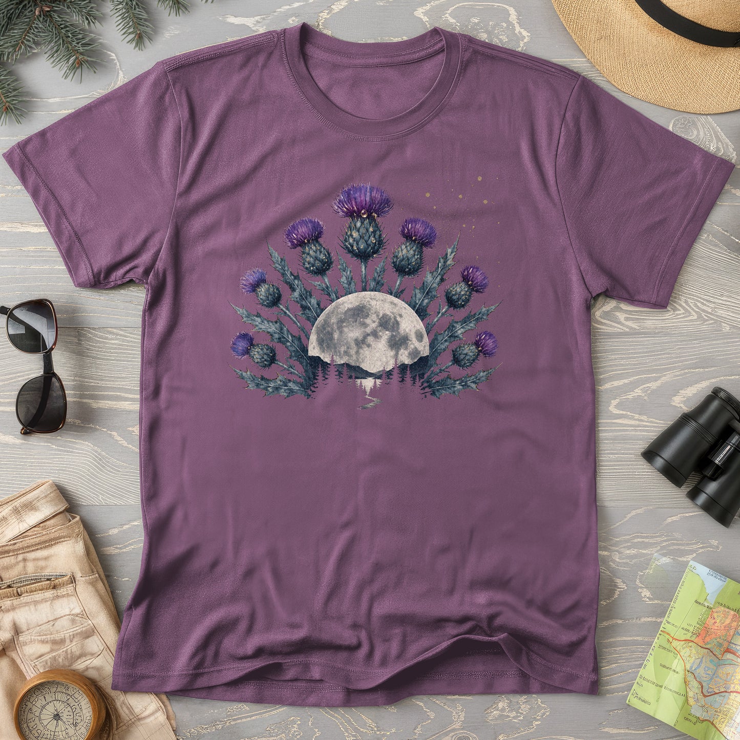 Moonlit Highland Thistles T-Shirt